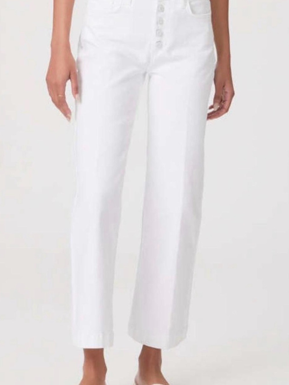 PAIGE White High-Rise Button-Fly Jeans
